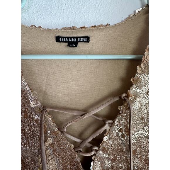 Gianni Bini Gold Sparkle Sequin Shift Dress size Large - Picture 9 of 9
